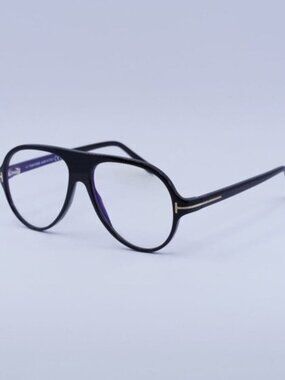Tom Ford FT5012-B 001 Eyeglasses Black 53mm Aviator Frame, Blue Light Block